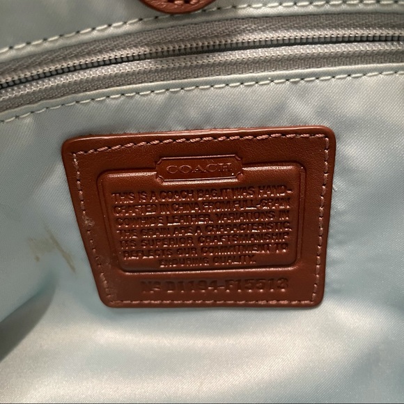 Coach 2 tone leather satchel w/ detachable strap. - Picture 7 of 9
